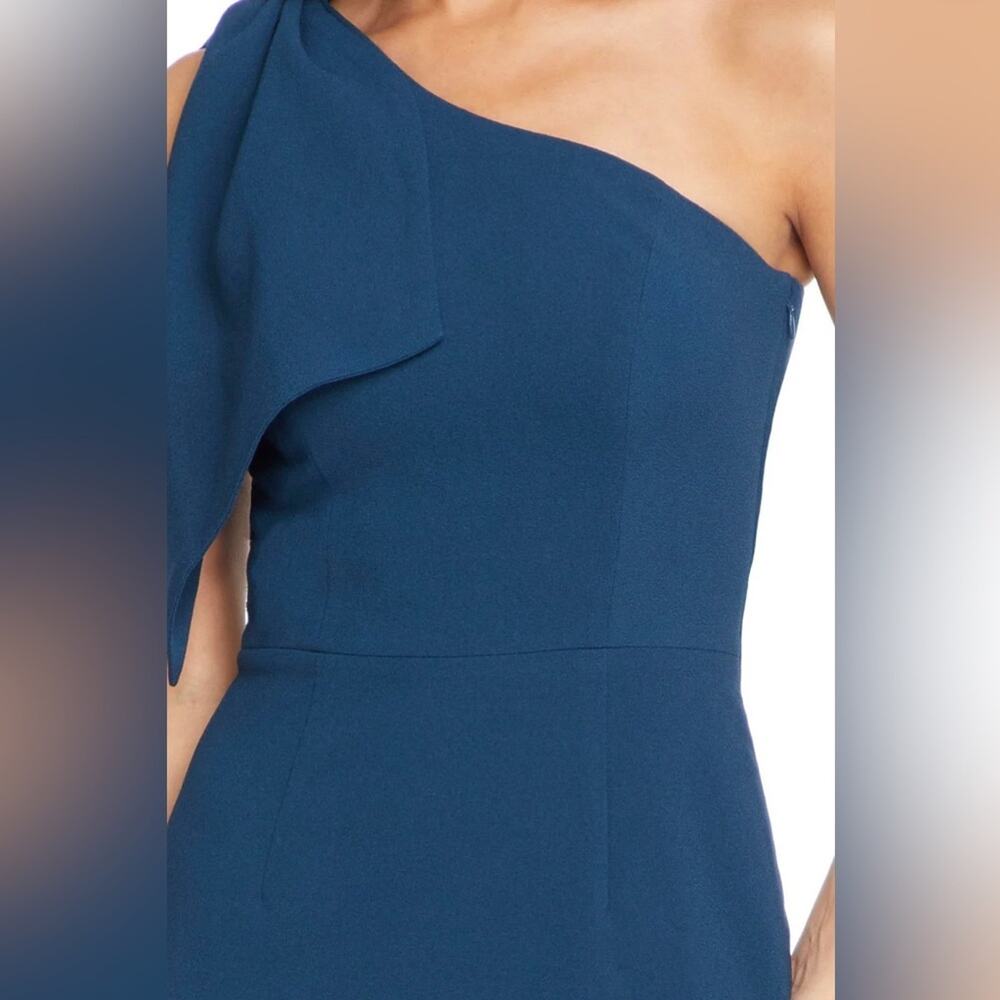 Dress The Population Tiffany Dress one shoulder midi‎ crepe peacock blue extra l - Picture 2 of 9